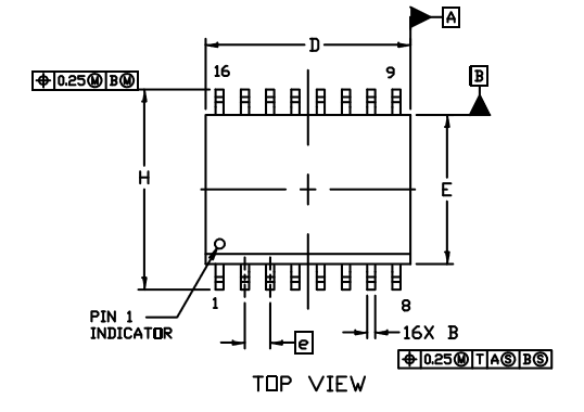 SA571DR2G SOIC-16 Wide Body (Case 751G) Package Outline Drawing