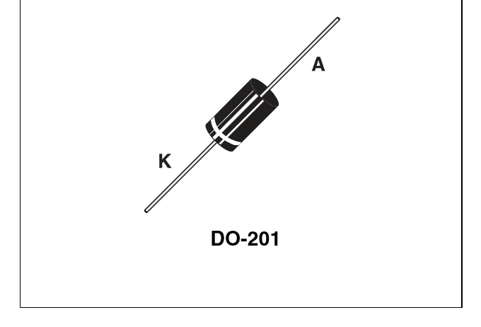 1.5KE100A DO-201 polarity diagram showing anode (A) and cathode (K) band