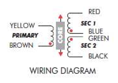 CD-375-100-006 LVDT wiring schematic showing primary and two series-opposed secondaries