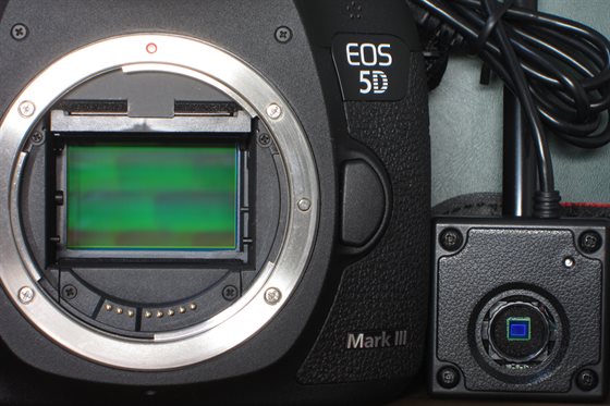 A large and a small CMOS image sensor side by side