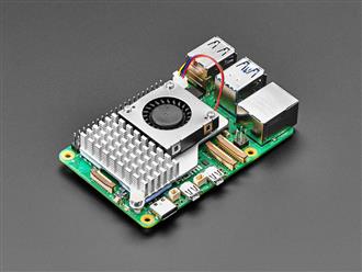 An official active cooler mounted on a single-board computer