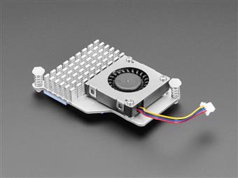 An aluminium heatsink with an integrated temperature-controlled blower