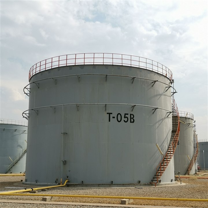 Industrial storage tank where liquid level is measured