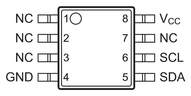 ATSHA204A-SSHDA-T SOIC-8 引脚配置 顶视图