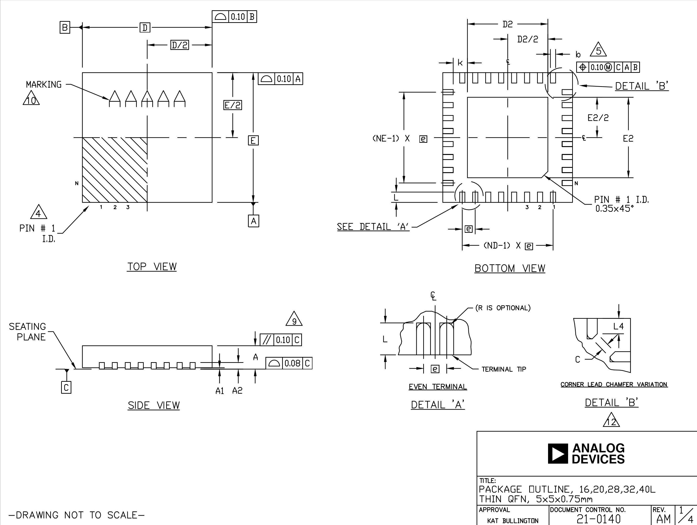 MAX5087BATE+T 16-pin TQFN 5x5mm package outline 21-0140