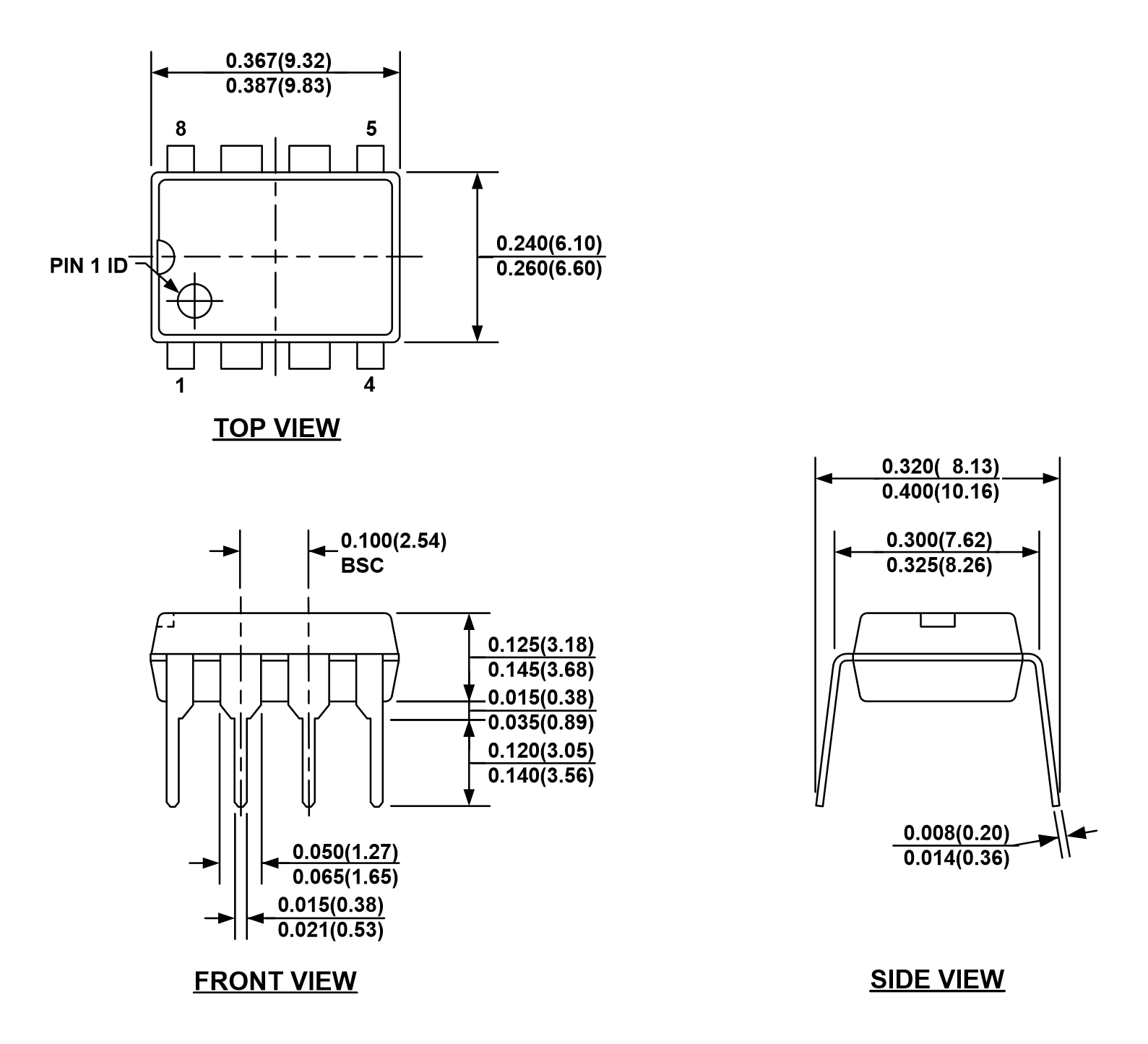 DS1210+ 8-Pin DIP Geh&auml;useumriss