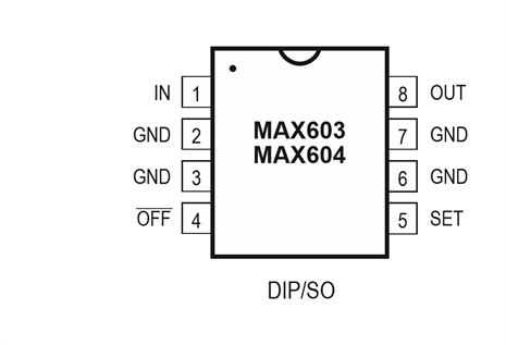 MAX604CSA+T 8-Pin SO Pinbelegung