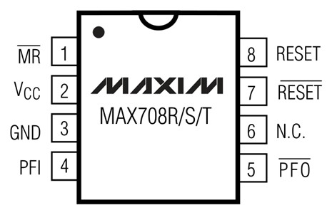 MAX708TESA+T SO-8 pin configuration