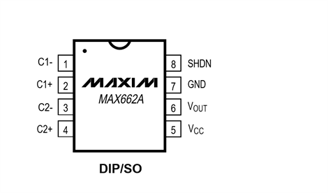 MAX662ACSA+T 8-Pin-SO-Pinbelegung