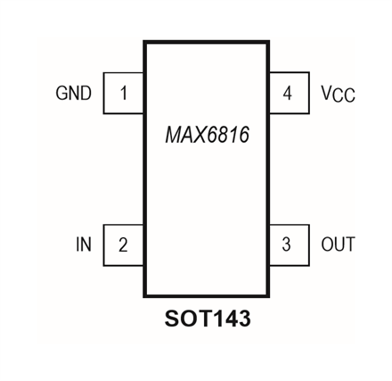 MAX6816EUS+T 4-pin SOT143 pin configuration