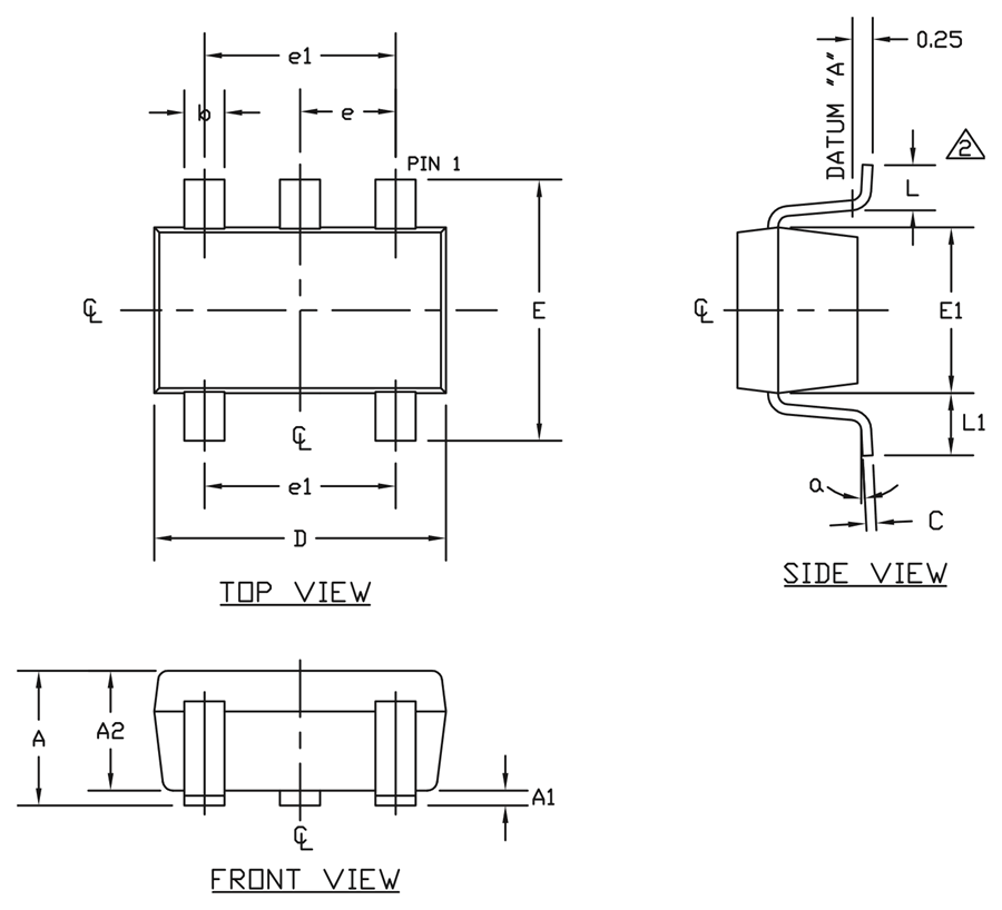 MAX4040EUK+T 5-Pin SOT23 package outline