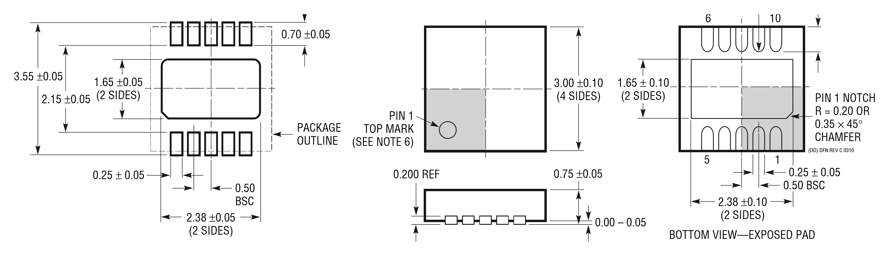 LTC3568 10-Pin-DFN Geh&auml;useumriss