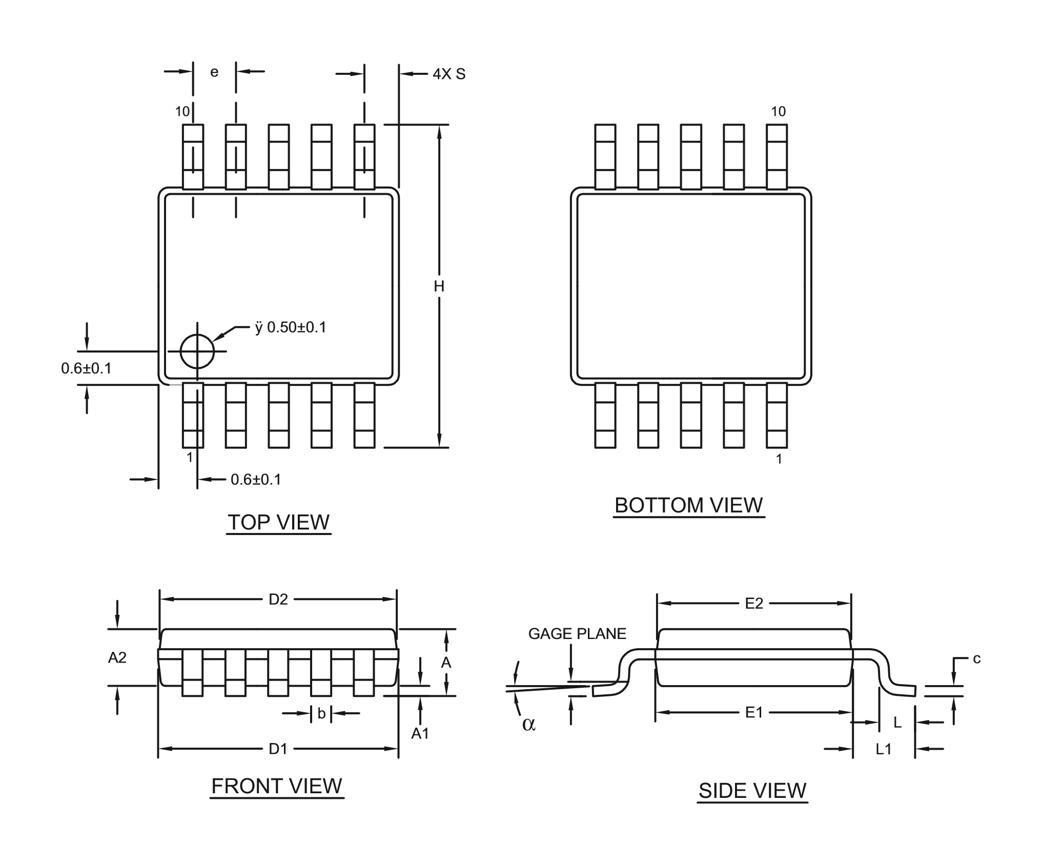 MAX1108 10-Pin-uMAX Geh&auml;useumriss