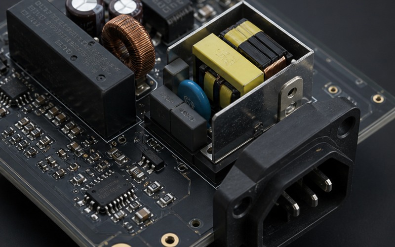 Board-level detail of timing, power conversion and electromechanical parts showing placement and interface review