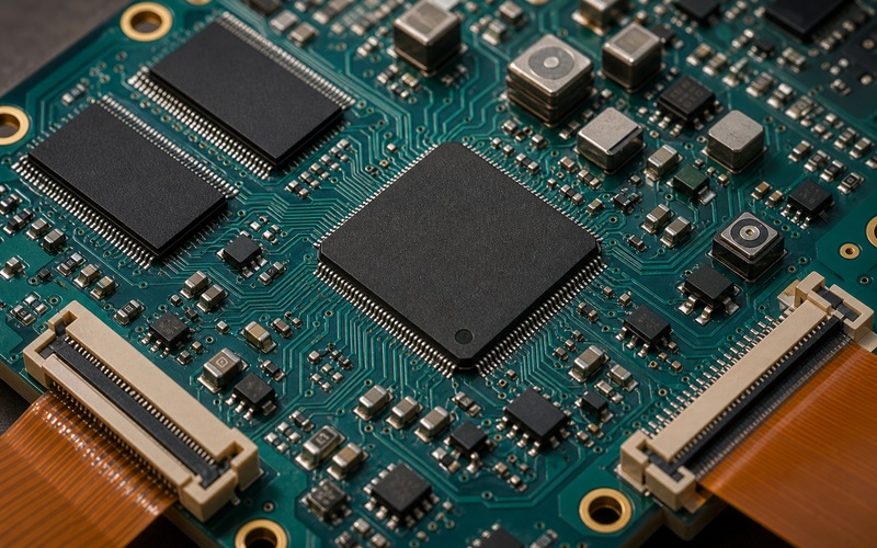 STM32N6 as a High End MCU with a Built In NPU support circuit showing decoupling, clock, host interface routing and thermal layout details